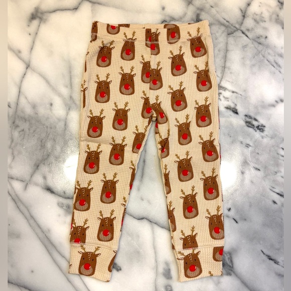 NEW SPEARMINT LOVE Reindeer Two Piece Organic Cotton Waffle Set, Size 18-24m - Picture 4 of 7